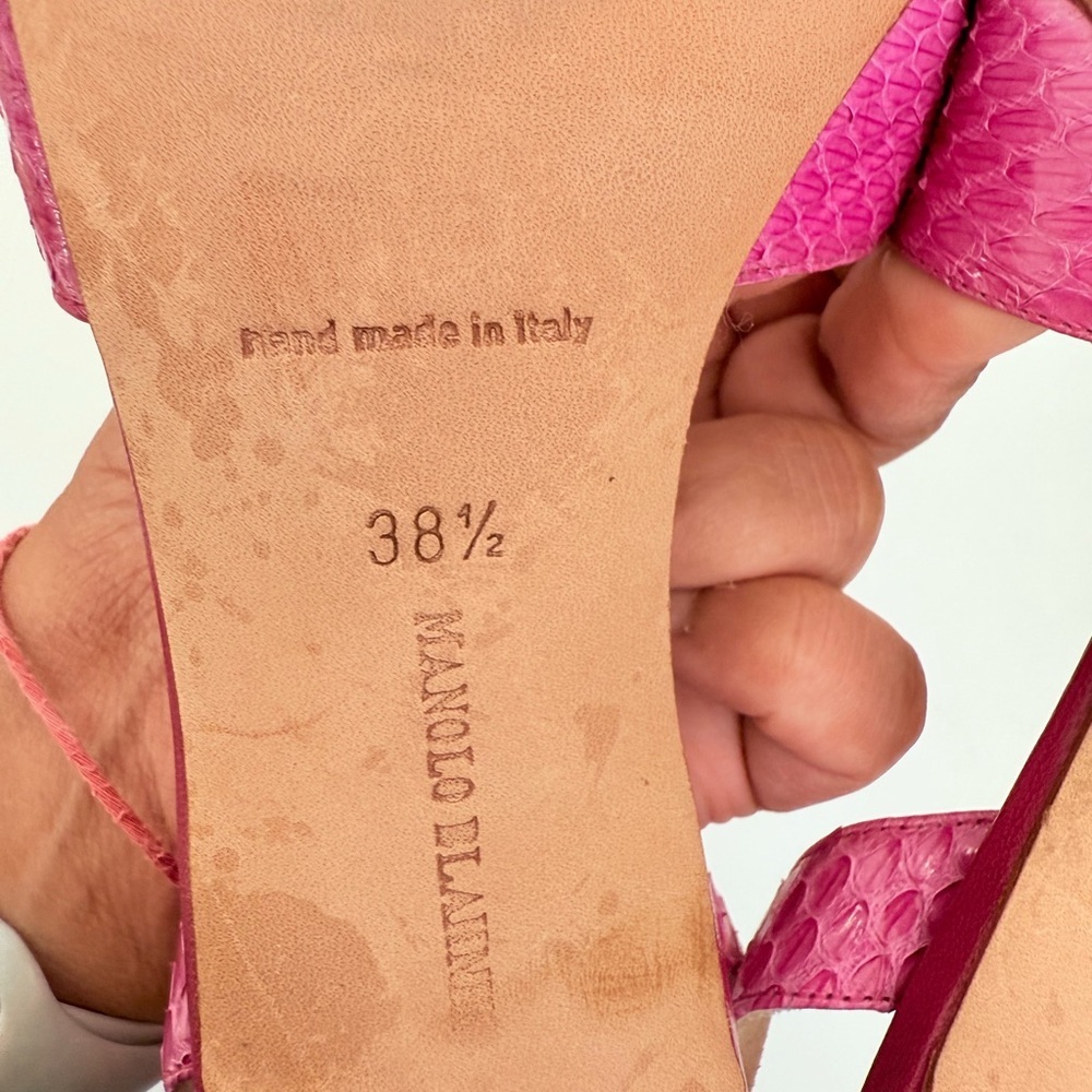 Manolo Blahnik Pink Python Snakeskin Callasli Cri… - image 7